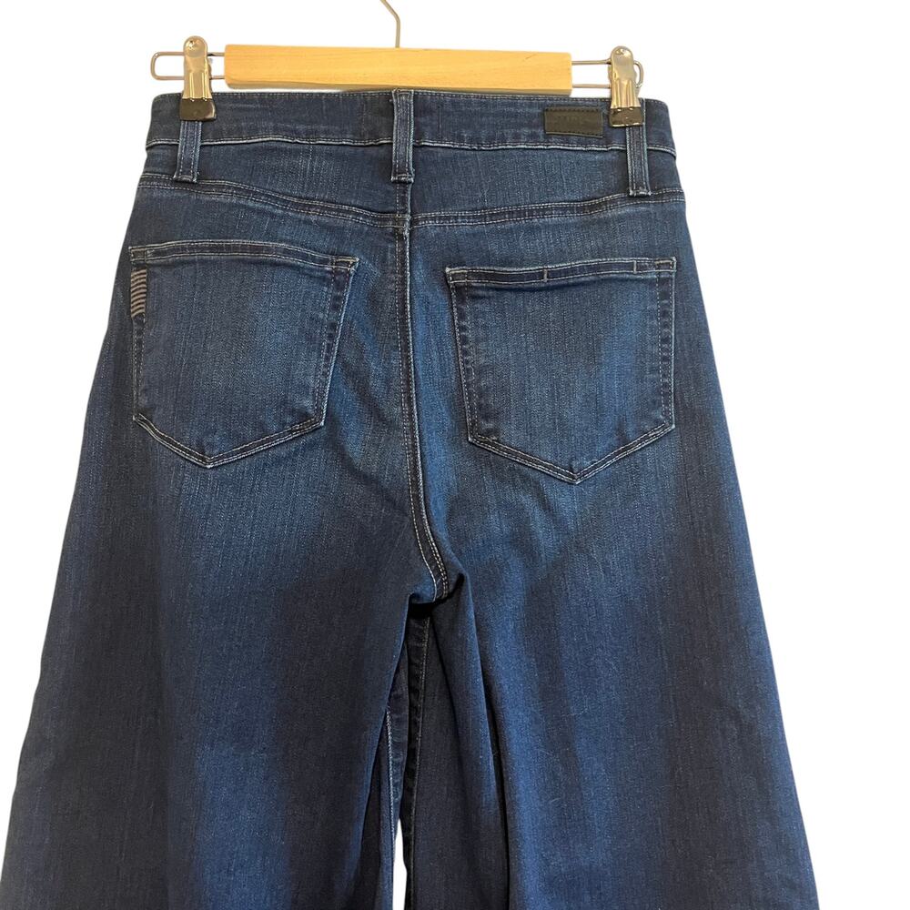 Paige Wide Leg Jeans Lennie High Rise Cropped Stretch Denim Blue Size 25 - Picture 6 of 13